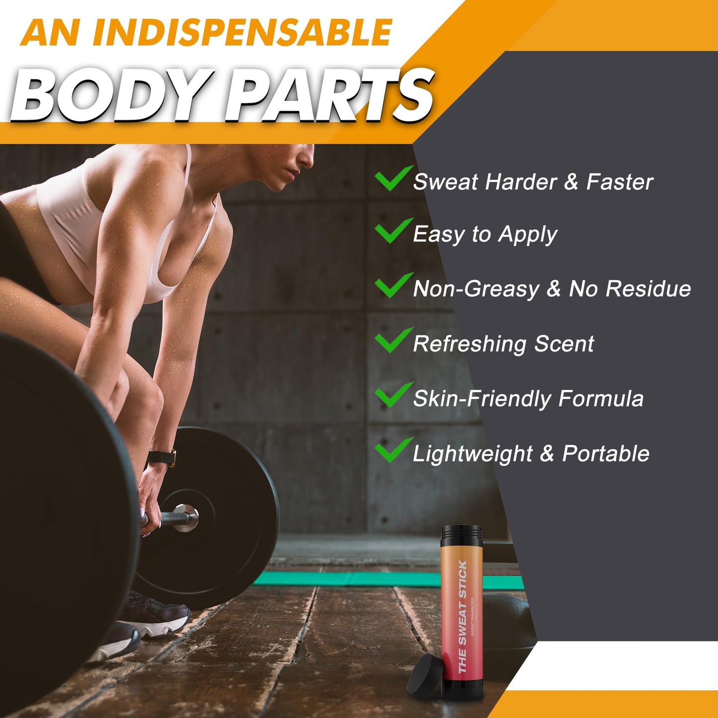 Demissle Sweat Gel Stick, Fragrance Workout Enhancer Stick, 10.5 oz,Orange