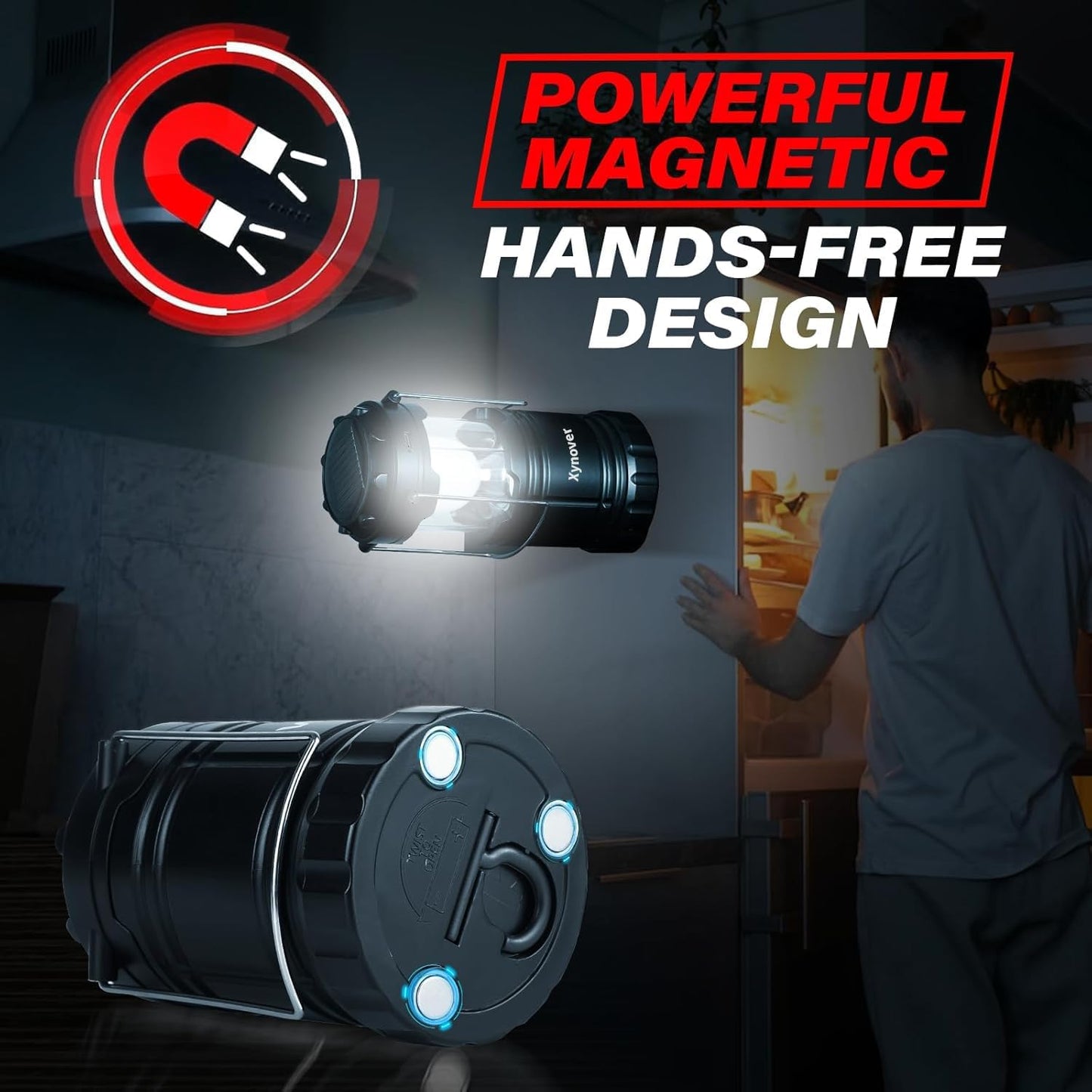 Skiennix 4-Pack Solar Camping Lanterns - Rechargeable LED, Waterproof, Magnetic Base & Collapsible Design