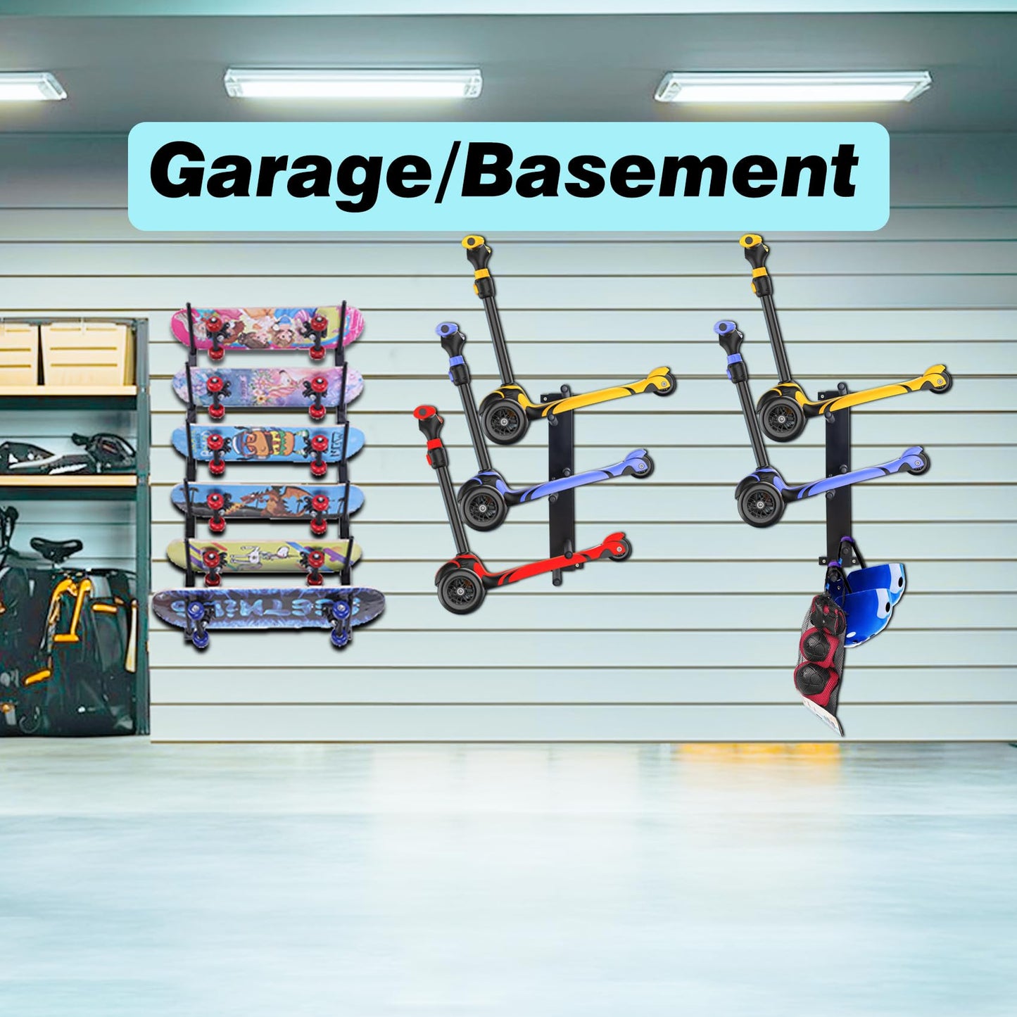 ztysn Scooter Wall Mount Rack Garage Storage Stand For Multiple Scooters Holder For 3 Electric Scooter, Metal Organizer(Black)