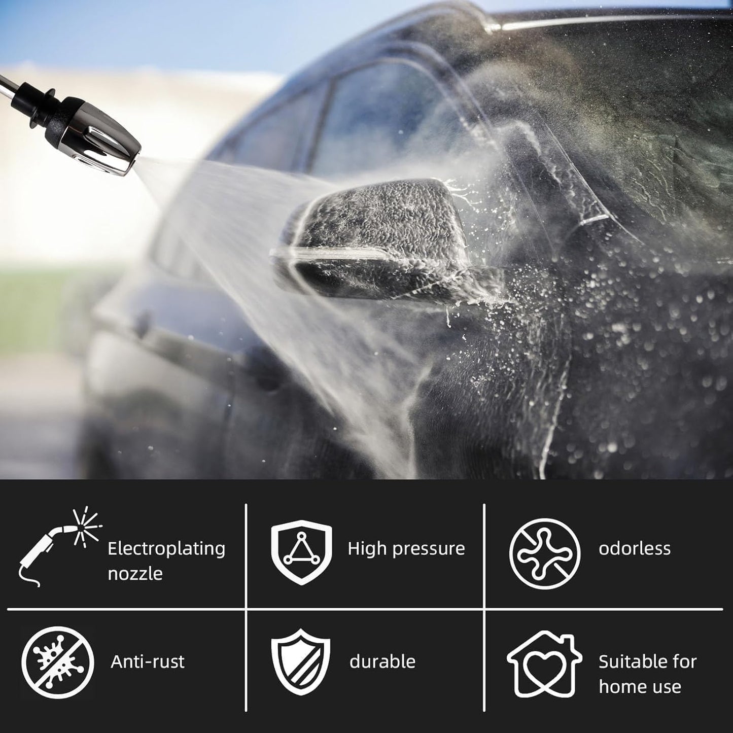 Waterblitz Pressure Washer,2025 New Waterblitz High Pressure Water Washer,Water Blitz Hose Nozzle,with 360° Rotating for Three Spray Modes (Water Gun + Connector*2)