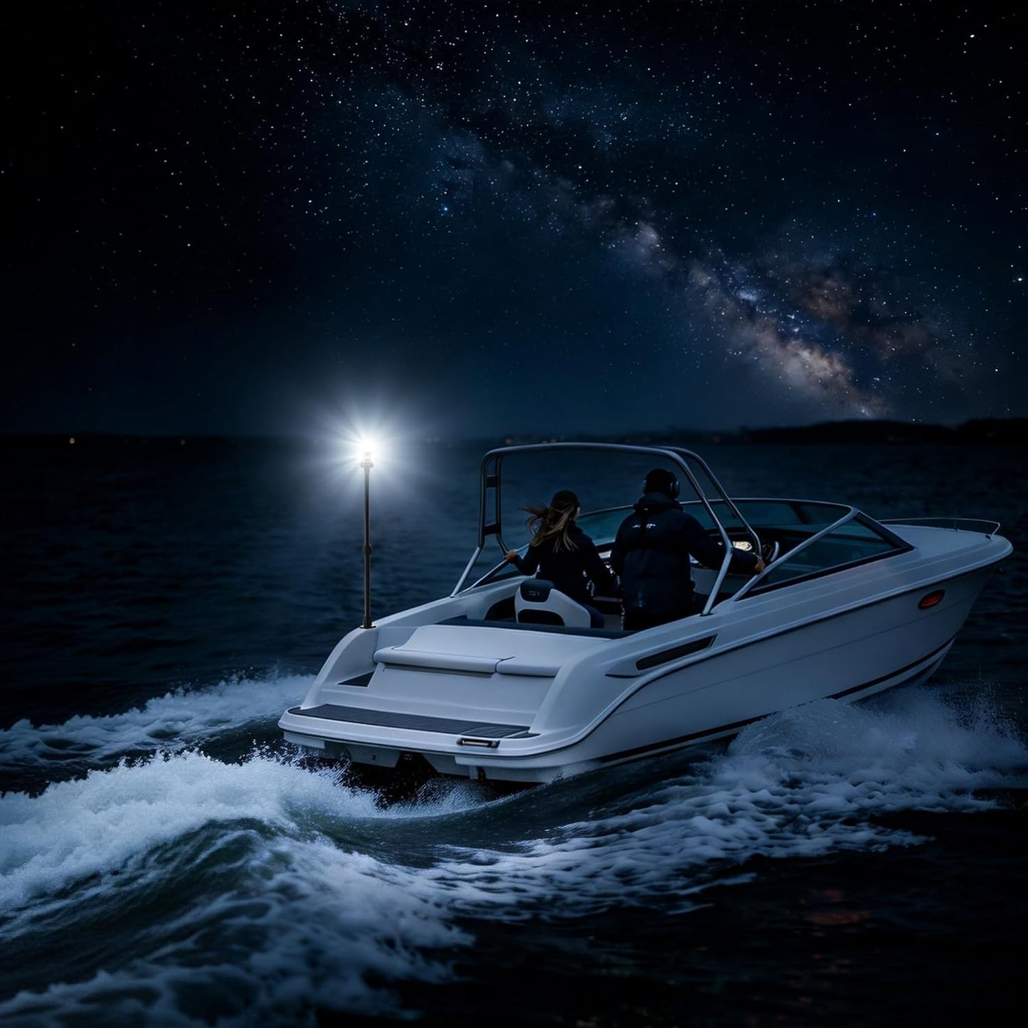 Obcursco LED Boat Stern Light - Telescoping 27"-48" Adjustable Navigation Light | 12V, 3NM, 360° for Pontoon & Yacht