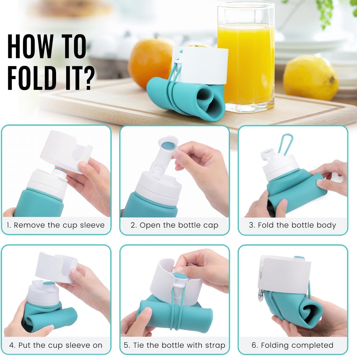 Nefeeko Collapsible Water Bottle - BPA-Free 26oz Foldable Design for Travel & Sports | Leak-Proof & Lightweight