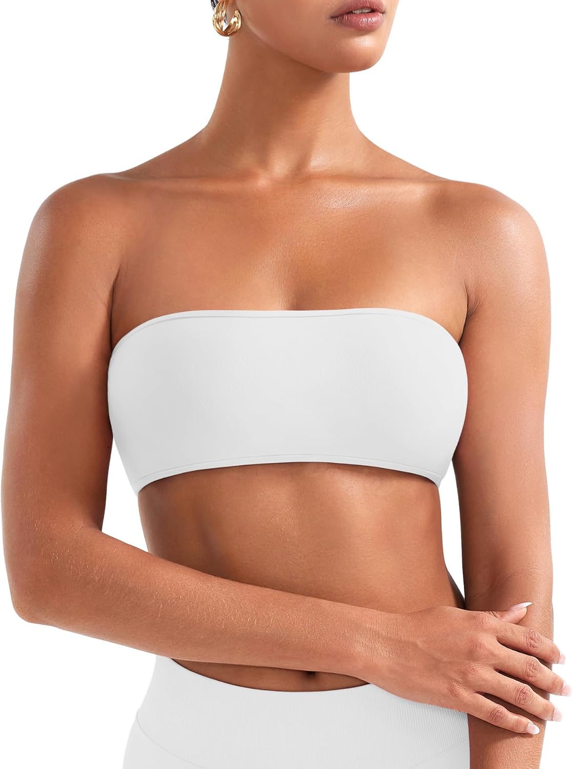 VOYJOY Backless Bandeau Bra - Adjustable Strapless Workout Top for Comfort & Support