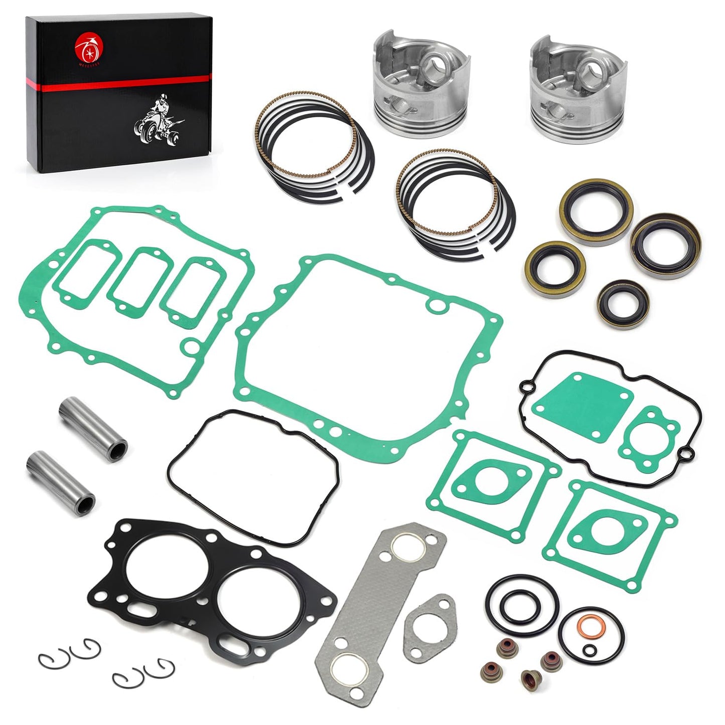 Piston & Ring Oversize Bore 0.25mm & Gasket Seal Rebuild Kit Compatible with EZGO 4 Cycle Gas Golf Cart Fuji Robin 295cc EH29C Engine 1991-2008