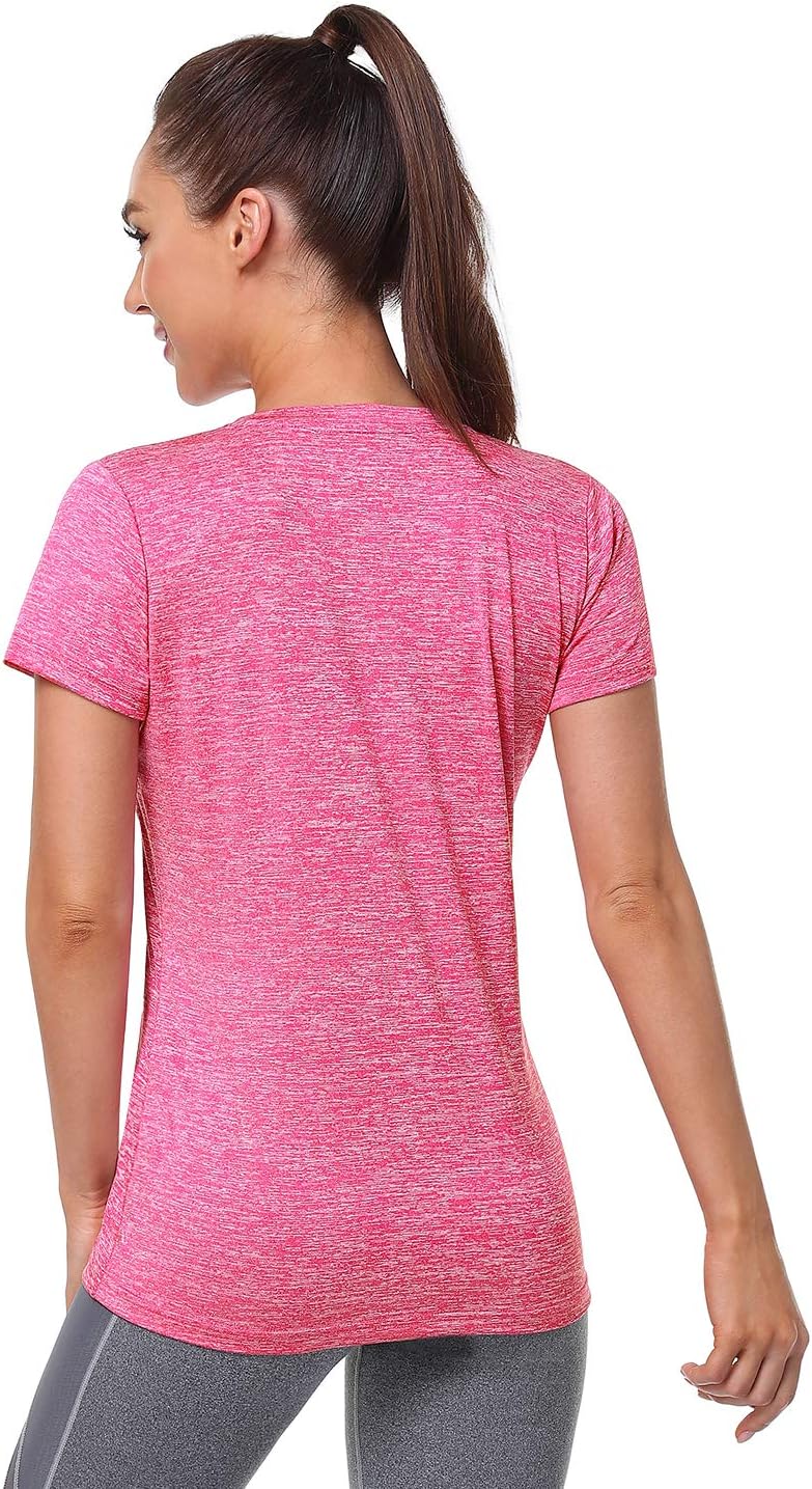 Xelky Women's Dry Fit T-Shirts - Moisture-Wicking Short Sleeve Athletic Tees | V-Neck Workout Tops (3-4 Pack)
