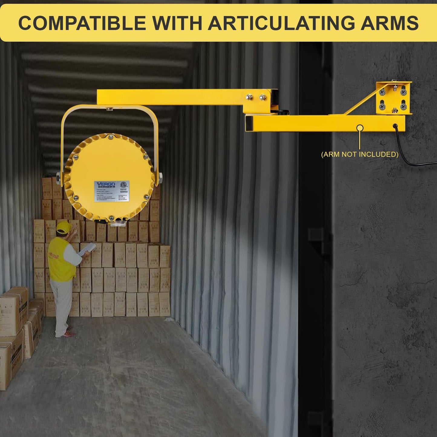 Vergo Industrial 30 Watt Loading Dock Light - IP65 Waterproof 3500 Lumens LED Dock Light with 180 Degree Rotatable Lamp Head, Ideal for Indoor & Outdoor Security, Containers, Warehouses (1 Pack)