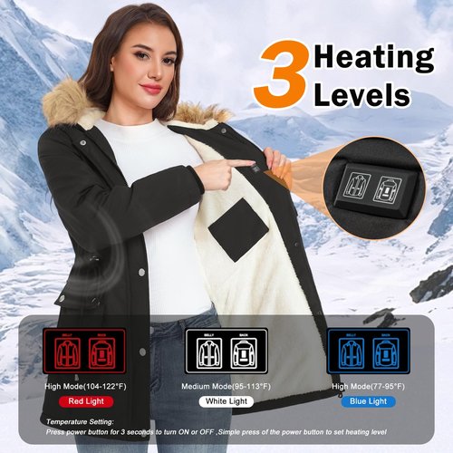 HEEKPEK Women's Heated Jacket with 6-Zone Heating | 12V Fast Charge & 18400mAh Large Capacity Battery