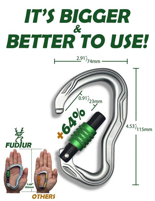 CE Certified 30KN Screwgate Locking Climbing Carabiner Clip Lock Heavy Duty Carabiner for Rock Climbing Hammocks Rappelling Rescue and Hunting D-Shaped