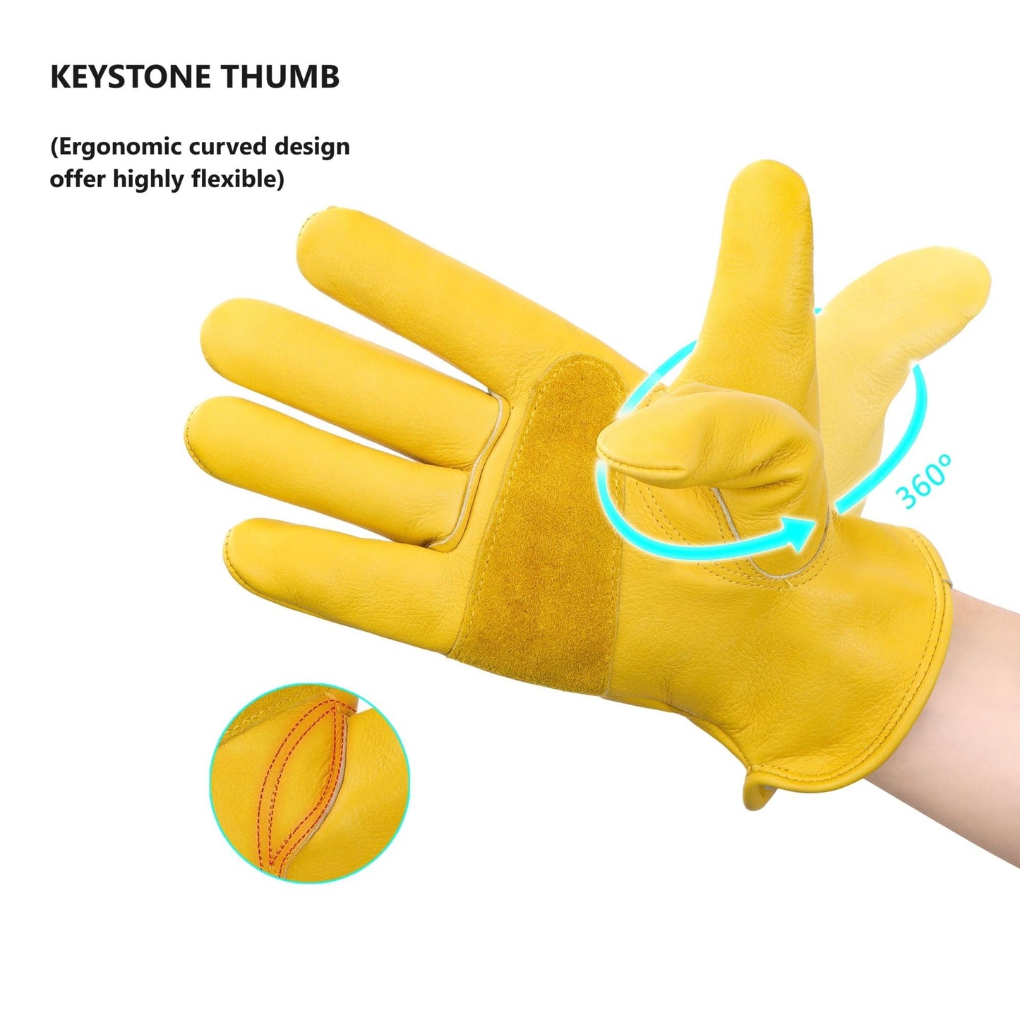 Cowhide Leather Work Gloves for Men & Women,Reinforced Durable Gardening Gloves, Puncture & Cut Resistant Ideal for Construction, Chainsaw, Farm,Welding(X-Small)