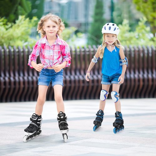 Inline Skates for Boys, Outdoor Adjustable Roller Skates for Kids Youth Beginners with Full Illuminating Safe Durable Blue Size 1 2 3 4