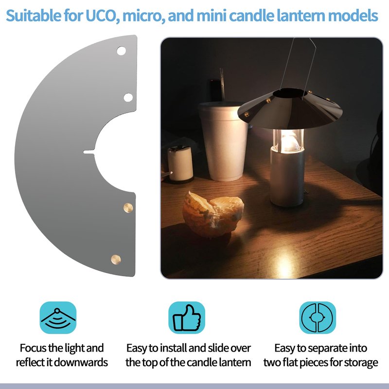 SUNJIKA Candle Reflector Compatible with UCO Candle Lantern Parts,Stainless Steel Lantern Reflectors Enhances Light Focus and Brightness for Uco Camping Candle Lantern