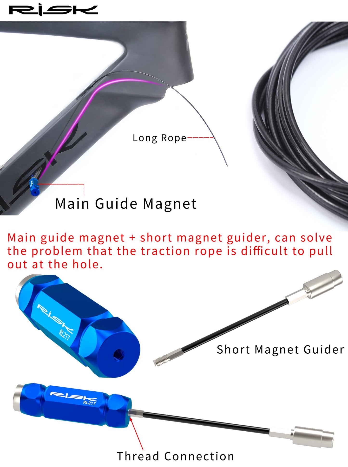 CYCEARTH Bike Internal Cable Routing Tool Kit Compatible with 4-5.5mm Housing,Bicycle Frame Shift Hydraulic Wire Shifter Inner Guide Install