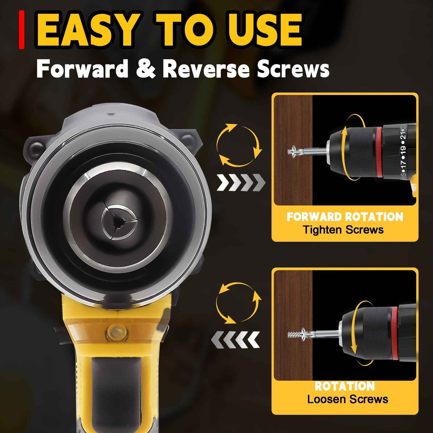 DEVONIC 21V Brushless Cordless Drill, 2 Battery and Fast Charger,1/2 Inch Keyless Chuck Torque 450 In-lb,2 Variable Speed 23+3 Clutch with Impact