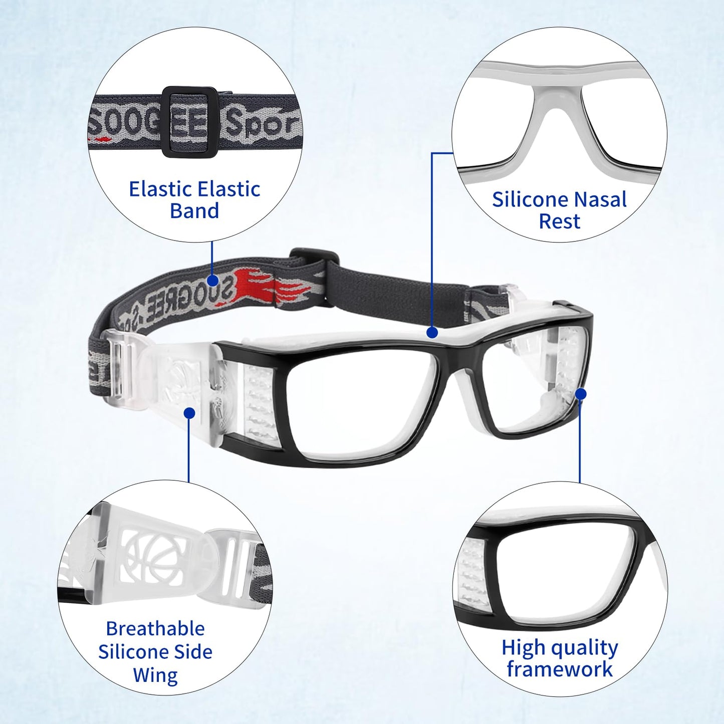 SooGree Basketball Soccer Football Sports Protective Eyewear Goggles Racquetball Sports Goggles Eye Safety Glasses (Blue)
