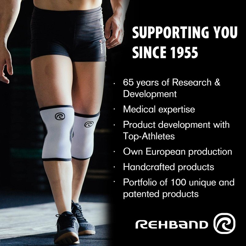 Rehband 7mm Power Max Knee Compression Sleeve for Strength Sports, Competition Grade, Neoprene Knee Sleeves for Bodybuilding & Heavy Powerlifting, Colour:Carbon/Black - 1 Pair, Size:Large
