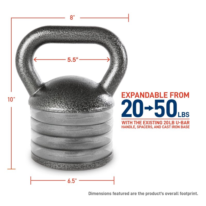 Apex Adjustable Heavy-Duty Kettlebell Weight for Strength Training and Weightlifting, Ideal Home Gym Equipment, Cast Iron, Grey APKB-5009
