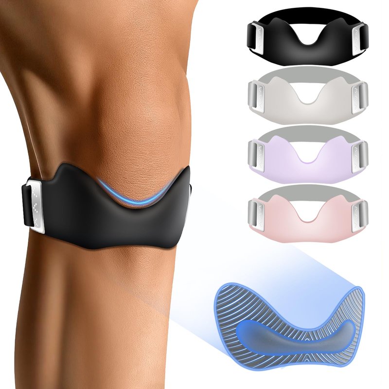 YICYC Silicone Patellar Tendon Support Strap 2 Pack, Adjustable Non-Slip Patella Band Stabilizer Knee Brace for Running, Hiking, Jumpers Knee, Tendonitis, Basketball, Volleyball, Squats