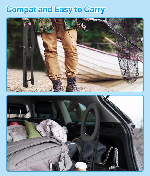 Portable Camping Toilet for Adults, Porta Potty for Camping with Removable Plastic Ring and 15 Disposable Toilet Bags, Folding Toilet for Camping, Hiking, Fishing, Road Trips, RV Travels, Emergency