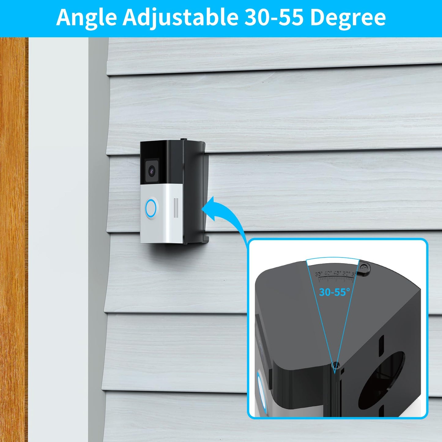 Ring Doorbell Vinyl Siding Mount, Adjustable 30 to 55 Angle Doorbell Mount Compatible with Ring Video Doorbell, Doorbell Camera Holder Bracket Wedge for Apartment, offices