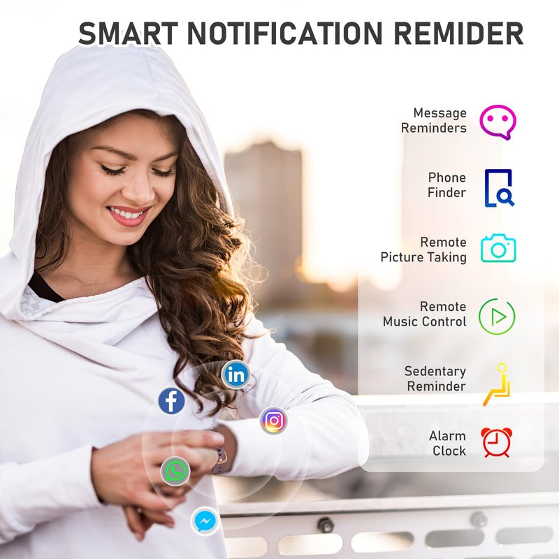 Moremore Fitness Tracker with 24/7 Heart Rate, Sleep Tracker, Blood Pressure, Stopwatch, Activity Tracker with 1.1" AMOLED Screen, Waterproof Step Tracker for Android iPhones Men Women