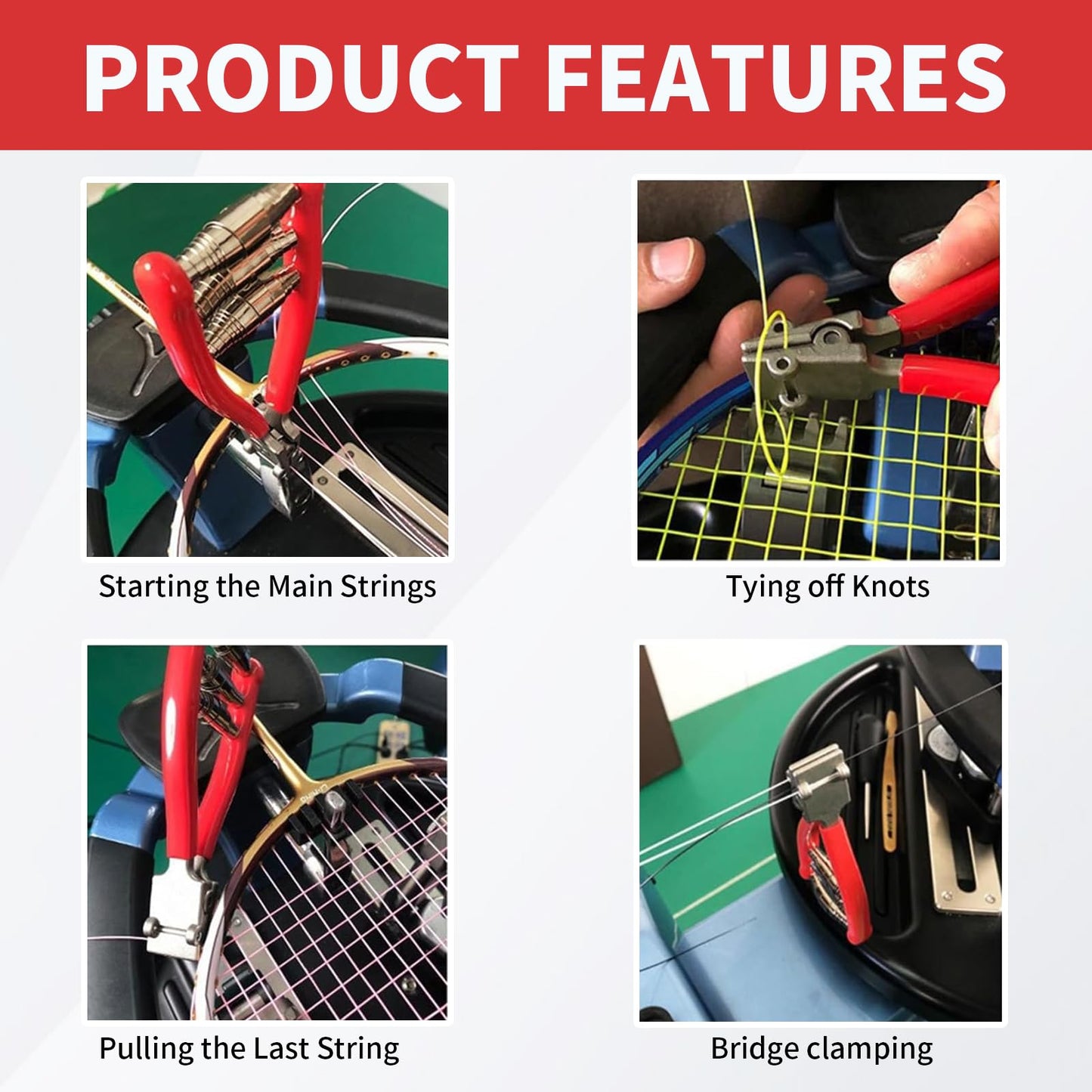 Qiilu Starting Clamp Tennis Racket Starting Clamp Aluminum Plastic Badminton Racket Starting Stringing Clamp Tennis Racket 3 Spring Starter Stringing Tool
