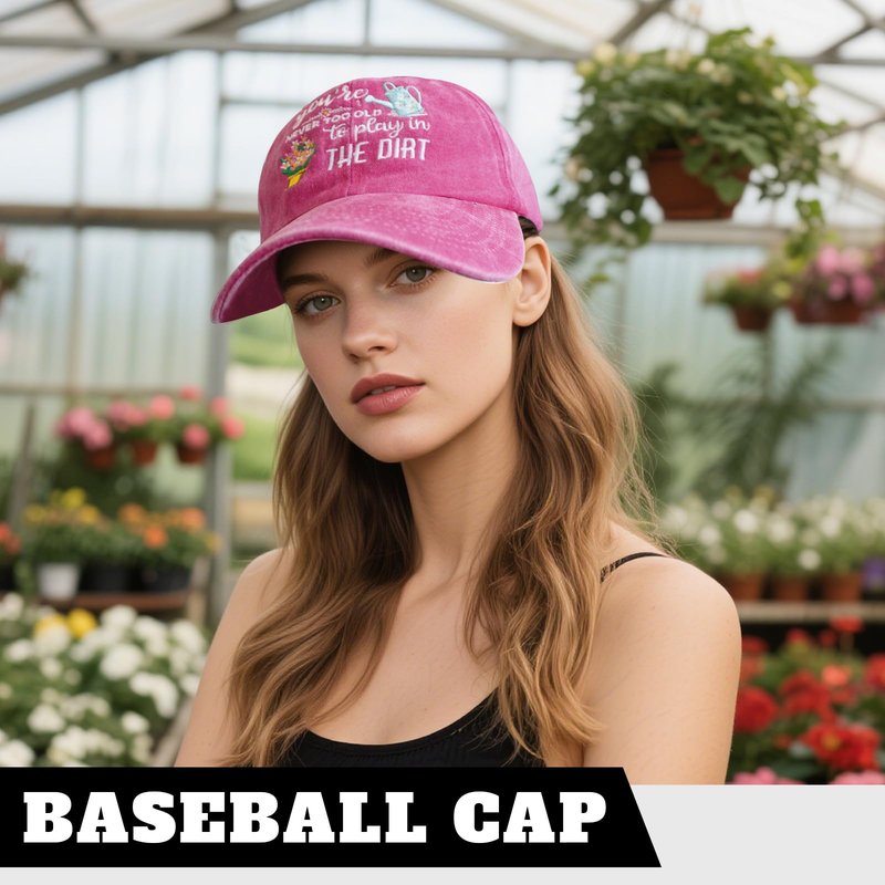 Didirlao Gardening Hat for Gardening Gifts for Women - Adjustable Embroidered Cotton Baseball Cap for Grandma or Wifey Mom Retirement Gifts Pink