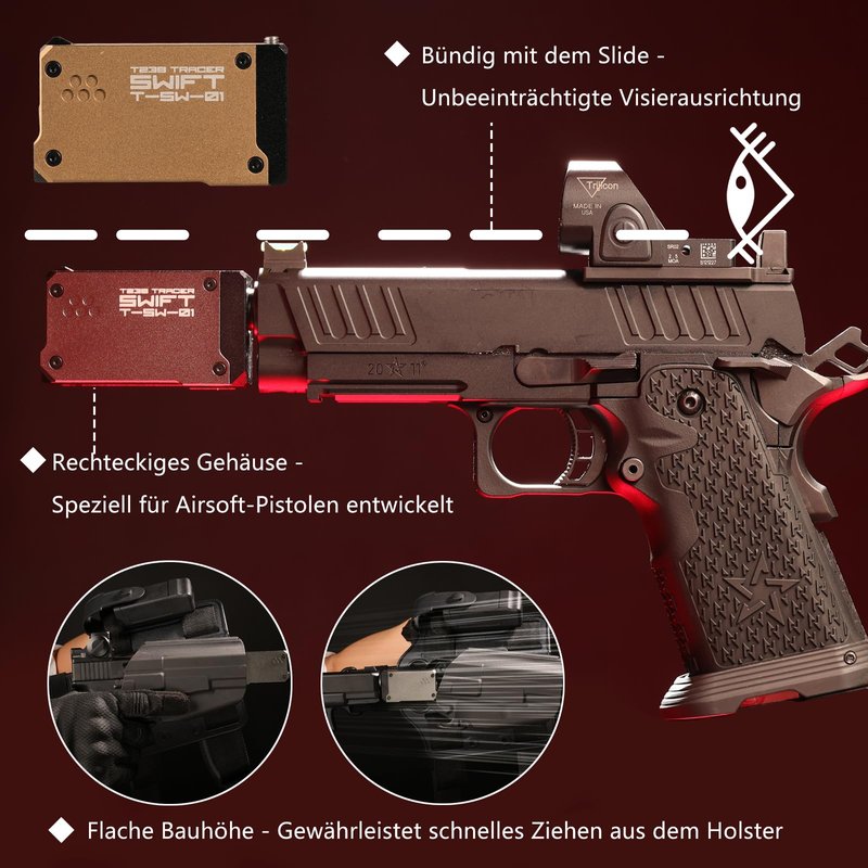 T238-Swift Tracer Unit,Airsoft Spitfire Tactical Simulator for Airsoft Green Tracer BBS/Gel Balls with 14mm CCW and 11mm CW interfaces.