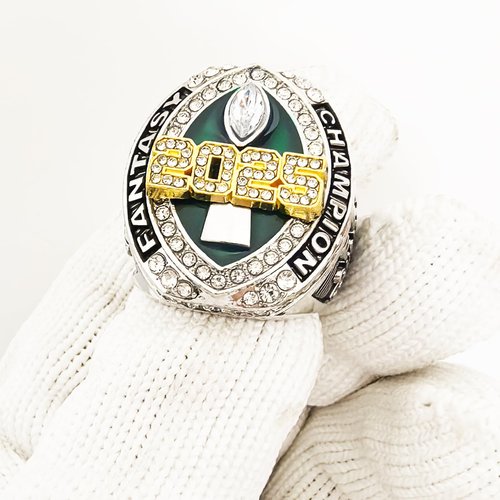 2025 Fantasy Football Championship Ring Heavy FFL Champion Trophy Ring Award Trophy for Fantasy Football League Winner (Ring and Stand Together, Size 10)