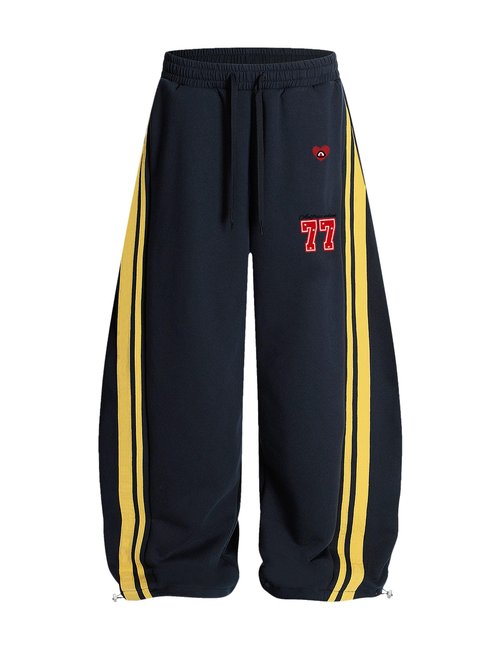 Aelfric Eden Barrel Sweatpants for Mens Side Striped Drawstring Elastic Waisted Wide Leg Lounge Pants with Pockets Blue