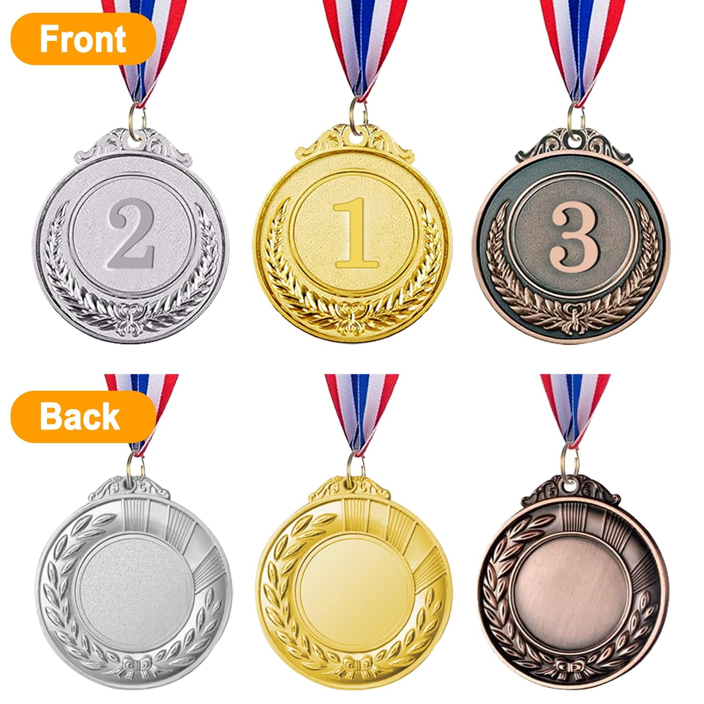 auhanth 9 Pieces of Winner's Medal Awards, Gold, Silver, Bronze (3 Each), Olympic Style for Contests, Party Games, and Classroom Rewards, 2 inches