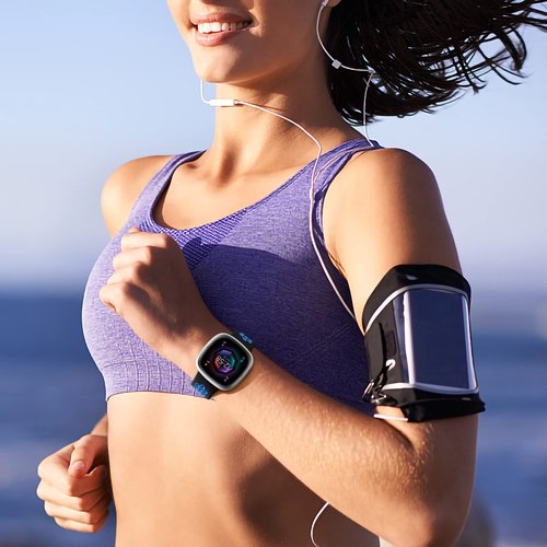 Maledan Stylish Sport Band Compatible for Fitbit Versa 3/4/ Sense/Sense 2 Bands Women Men, Soft Silicone Strap Wristband Replacement for Fitbit Versa 3/ Sense Smart Watch Bands, Large