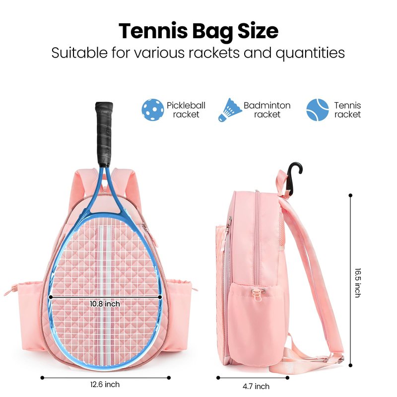 Mosthink Tennis Bag, Pickleball Bags for Women Water-Resistant and Machine Washable Tennis Racket Backpack, Lightweight Sports Bag for Pickleball, Badminton (Light Pink)