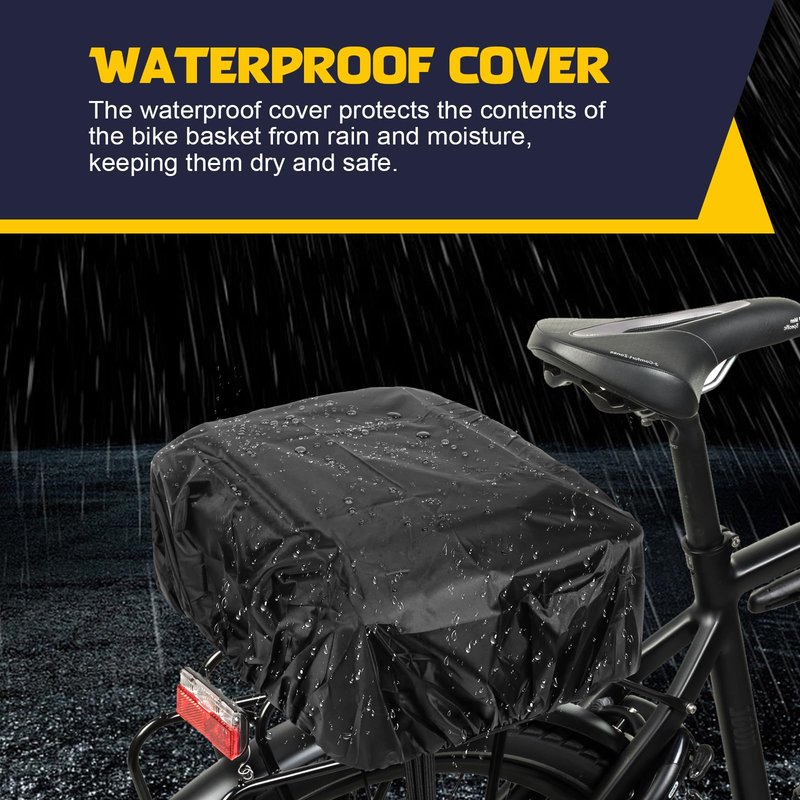 PIREKZUNT 16.5"X11.8"X5" Rear Basket with Waterproof Cover and Adjustable Cargo Net, Heavy Duty Thickened Basket Liner Fits Most Bikes and E-Bike