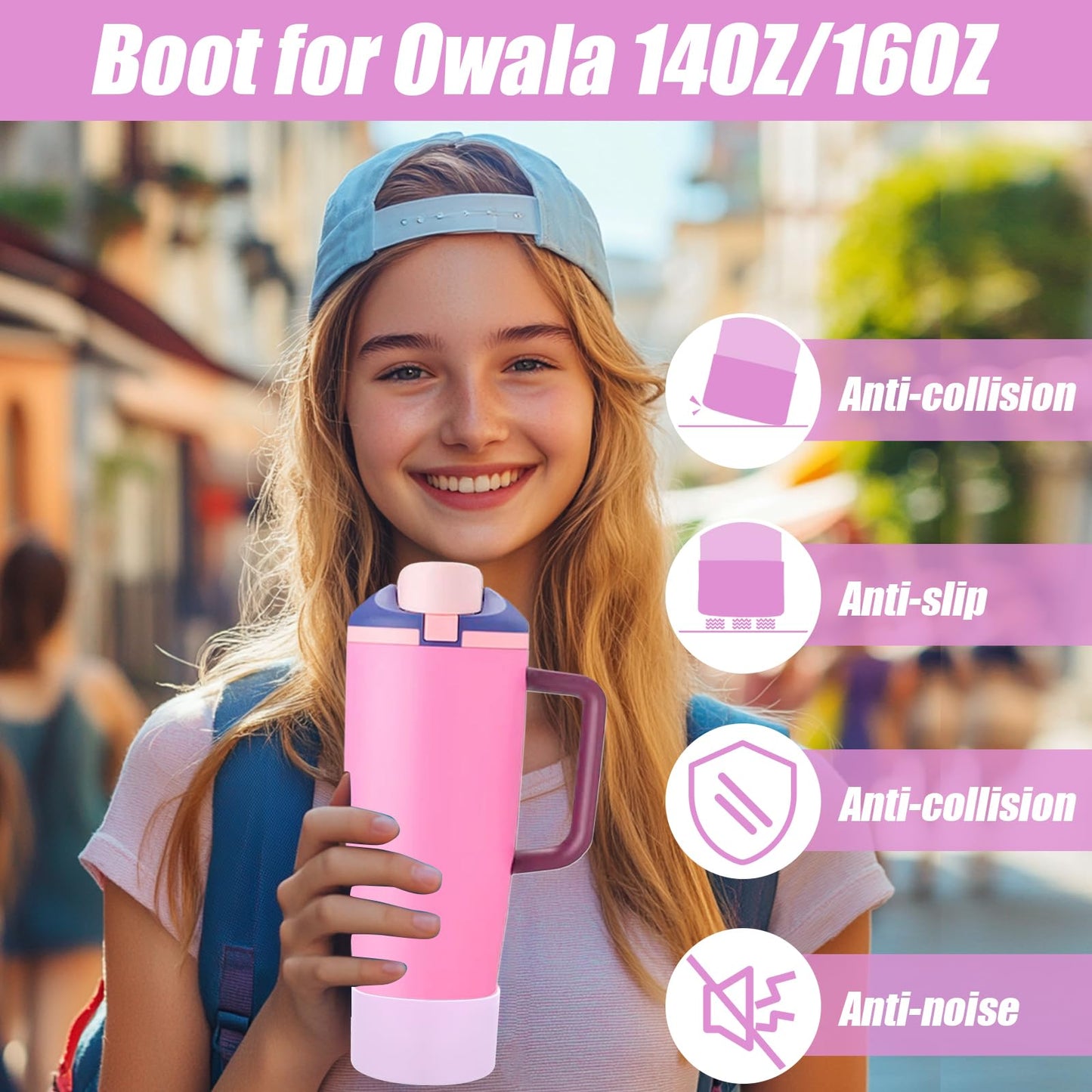 Mity rain 2PCS Protective Silicone Boots for Owala 30oz & 40oz FreeSip Sway