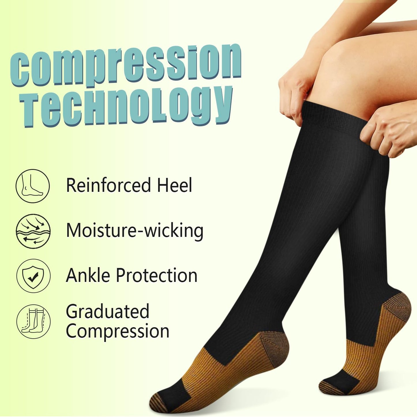 Copper Compression Socks 15-20 mmHg for Men & Women 8 Pairs – Circulation Support for Nurses, Travel, Running, Hiking, Soccer,Gift,Pregnant, Nurses(S/M)
