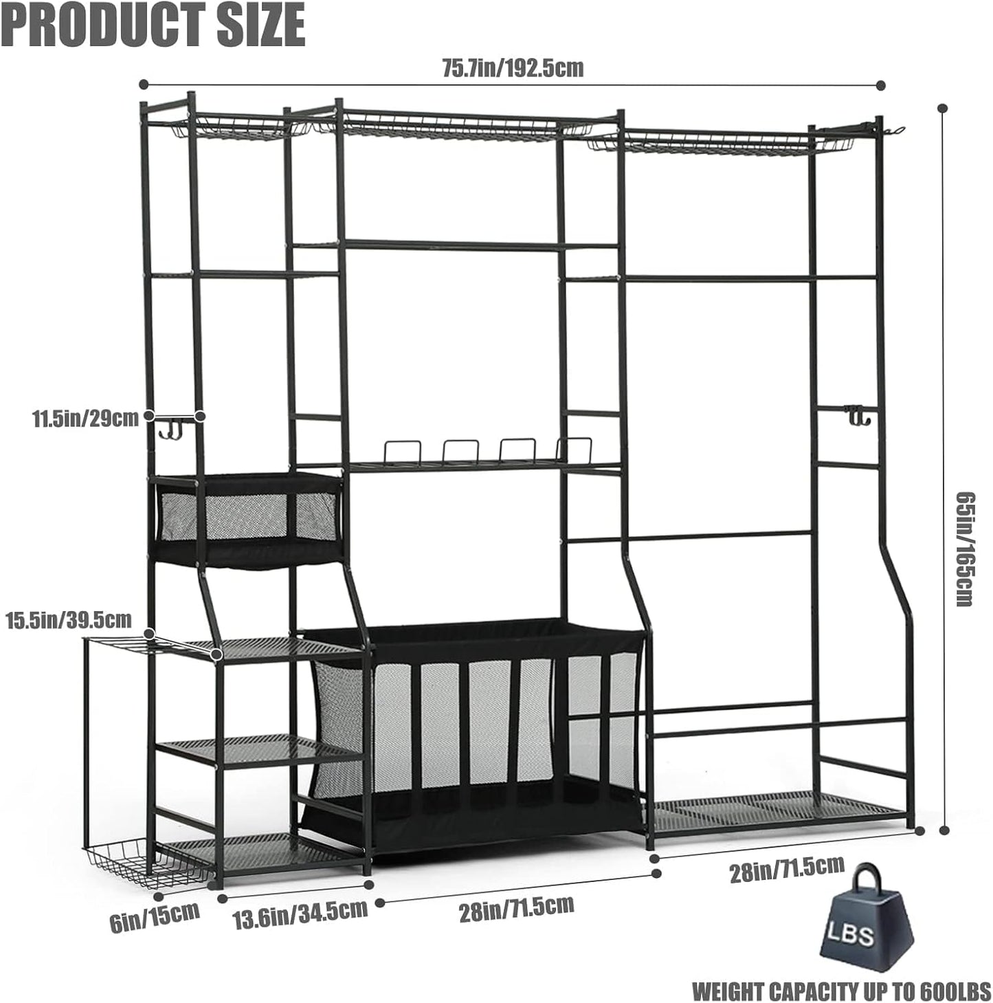 Skiennix Large Garage Sports Equipment Organizer - Upgraded Rack for Golf Bags & Balls | Indoor/Outdoor Storage Solution