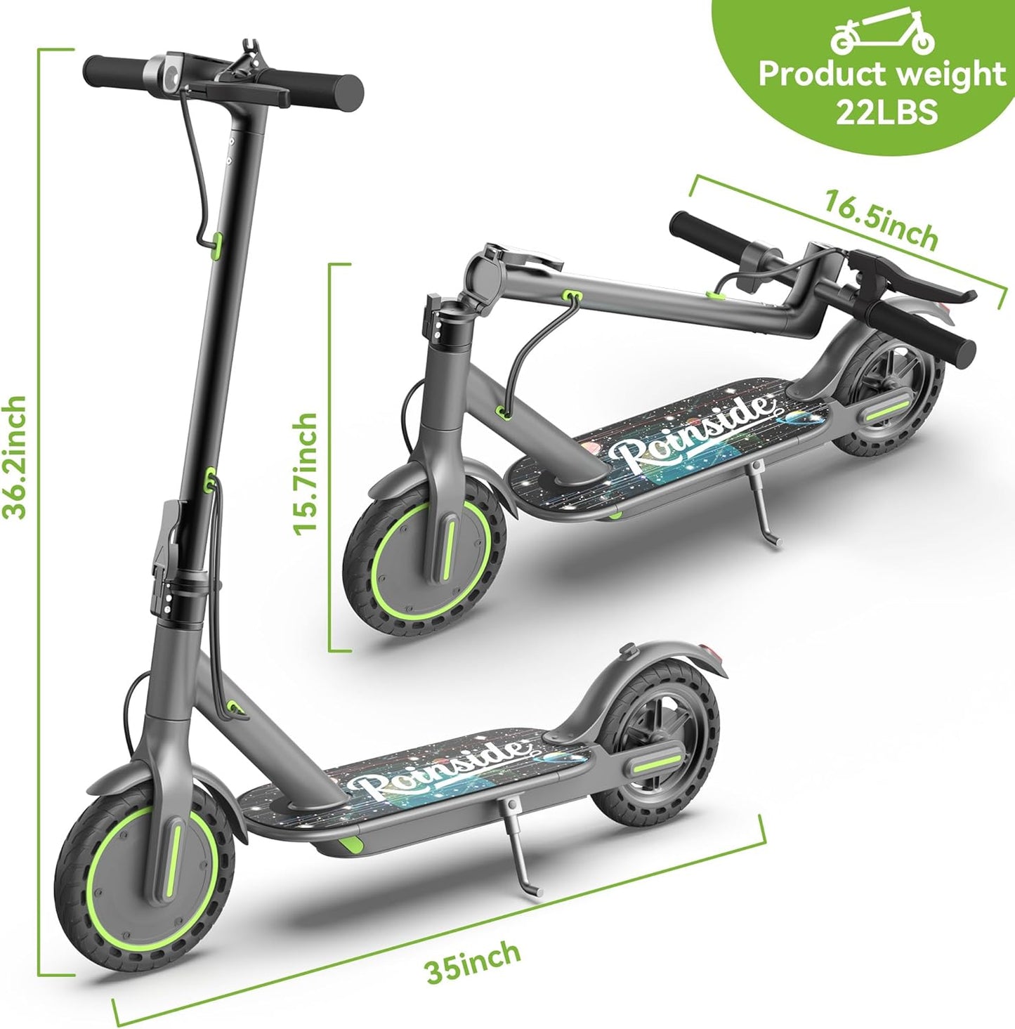 Roinside Electric Scooter - High-Performance Commuting Scooter with Solid Tires & Long Range Options