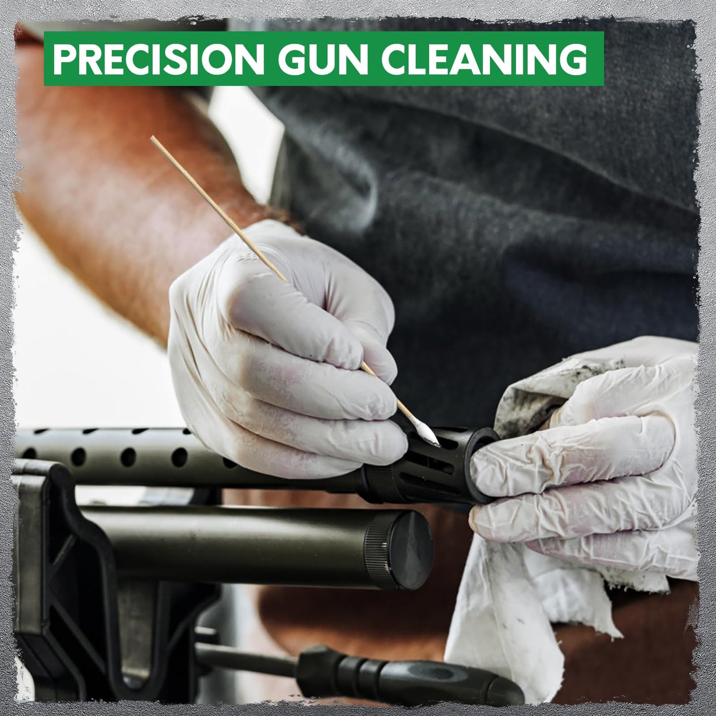 Gun Cleaning Kit - Gun Cleaning Patches and Cotton Swabs in Storage Box, 6" Long Cotton Swab & 2" Lint Free Pad - Highly Absorbent, Essential Supplies for Barrel and Bore Care
