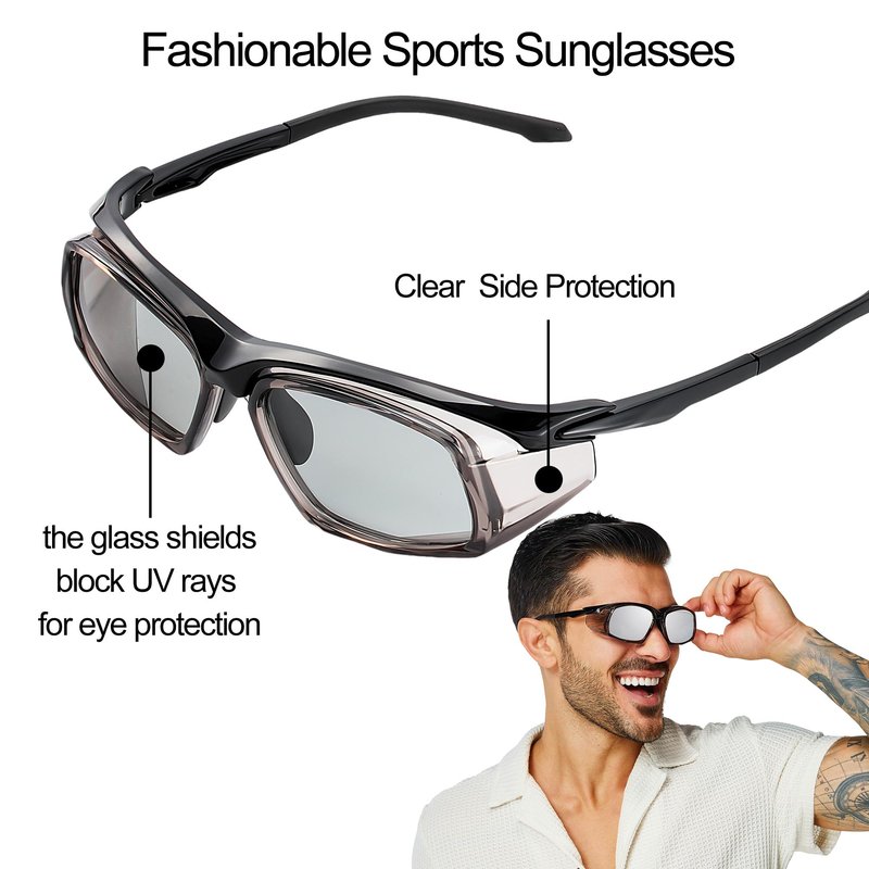 cosycare Windproof Protective Sunglasses With Side Shields for outdoors eyes protection (Grey)