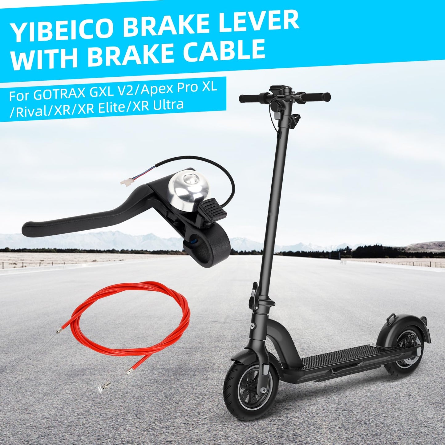 YIBEICO Brake Handle Lever with Brake Cable for Gotrax GXL V2/Apex Pro XL/Rival/XR/XR Elite/XR Ultra, Handlebar Lever Parts Brake Assembly Kit, Electric Scooter Replacement for Gotrax