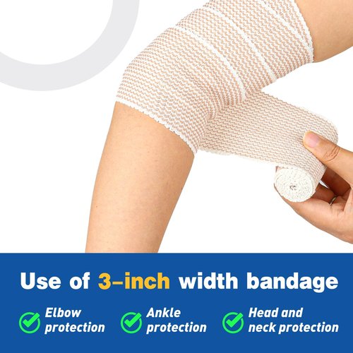 AZEN Premium 8 Pack Elastic Bandage Wrap (4x3, 4x4), Compression Wrap Bandage for Legs, Ankle, Knee, Tummy, Body, Latex-Free, Lymphedema Wraps for Legs