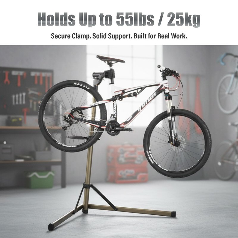 BikeHand Bike Repair Stand - Home Portable Bicycle Mechanics Workstand - for Mountain MTB Road Bikes Maintenance - Max. 55 lbs