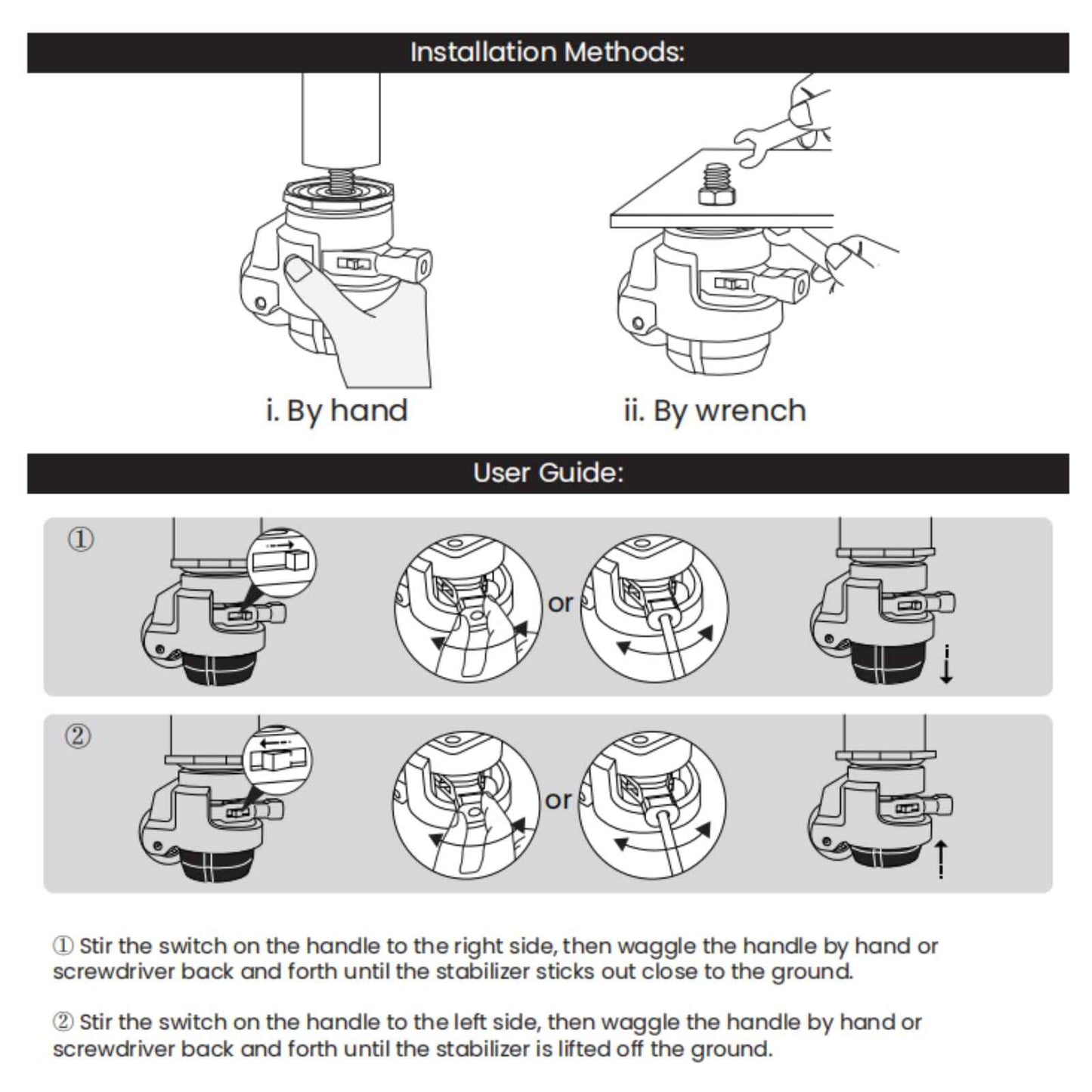 Heavy Duty Caster Wheels Set of 4, Leveling Stem Casters with Retractable Wheels 6600 Lbs Total Capacity, 1/2" & M12 Stem Sizes Adjustable with Ratchet Handle for Workbench, Machinery & Equipment