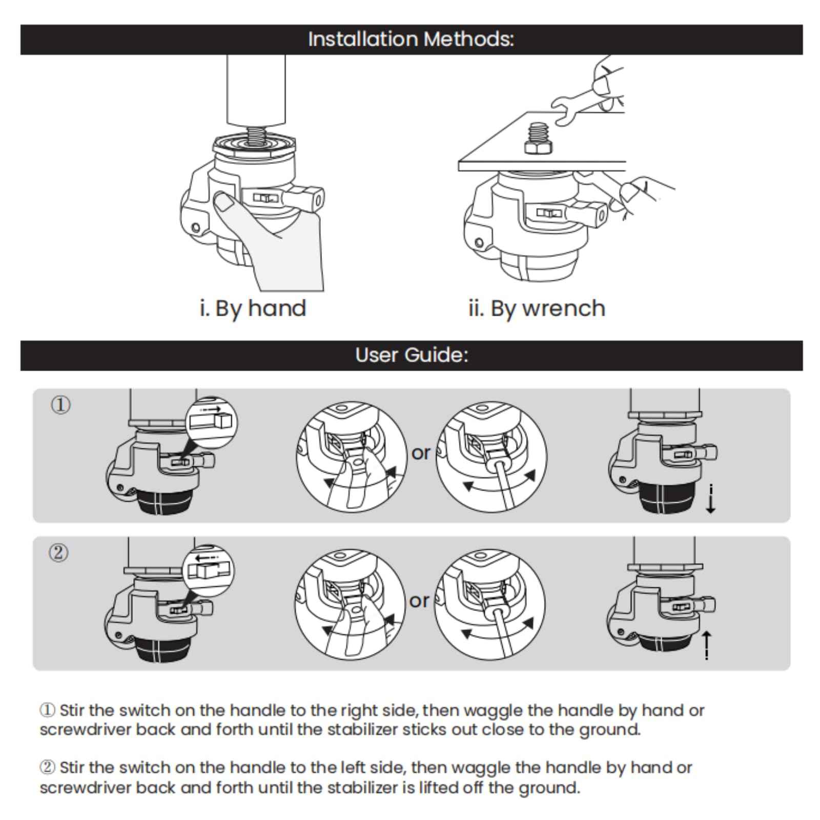 Heavy Duty Caster Wheels Set of 4, Leveling Stem Casters with Retractable Wheels 6600 Lbs Total Capacity, 1/2" & M12 Stem Sizes Adjustable with Ratchet Handle for Workbench, Machinery & Equipment