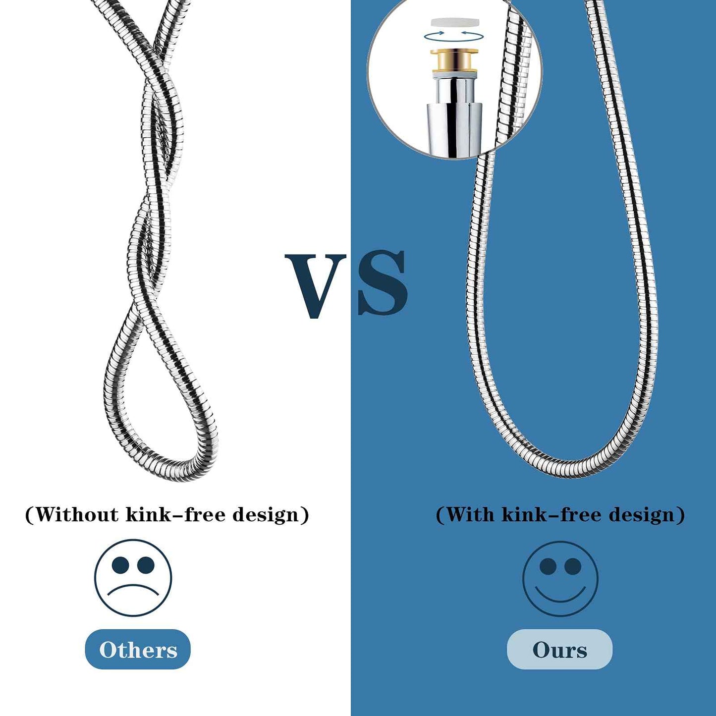 BRIGHT SHOWERS Shower Hose For Hand Held Shower Heads, 96 Inches Cord Extra Long Stainless Steel Hand Shower Hose, Ultra-Flexible Replacement Part with Brass Insert, Chrome