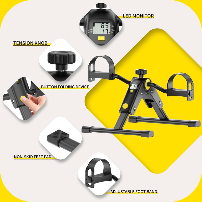MOMODA Under Desk Bike Pedal Exerciser with LCD Display Portable Mini Exercise Bike for Arm and Leg