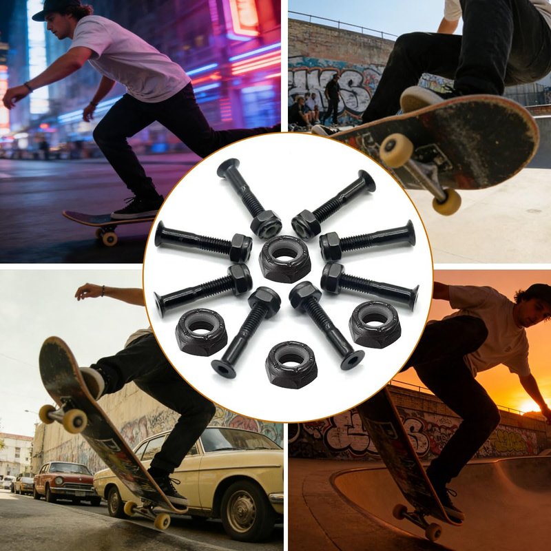 YIYIMIMO Skateboard Hardware Set,Axie Nuts and Allen Screws with Nuts Hardware Set, Manual Shortboard Components for Beginners to Advanced