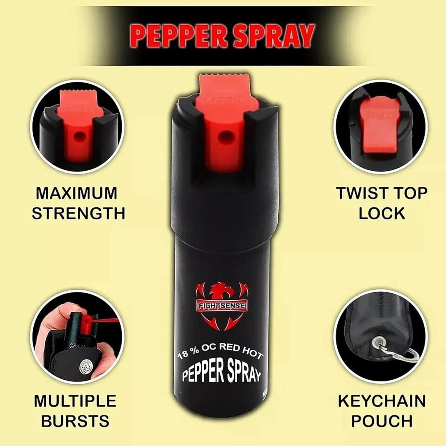 FIGHTSENSE Heavy Duty Pain Pen stun Gun with Flashlight & Pepper Spray for Men and Women self-Defense with 35,000,000 V Intolerable Charge