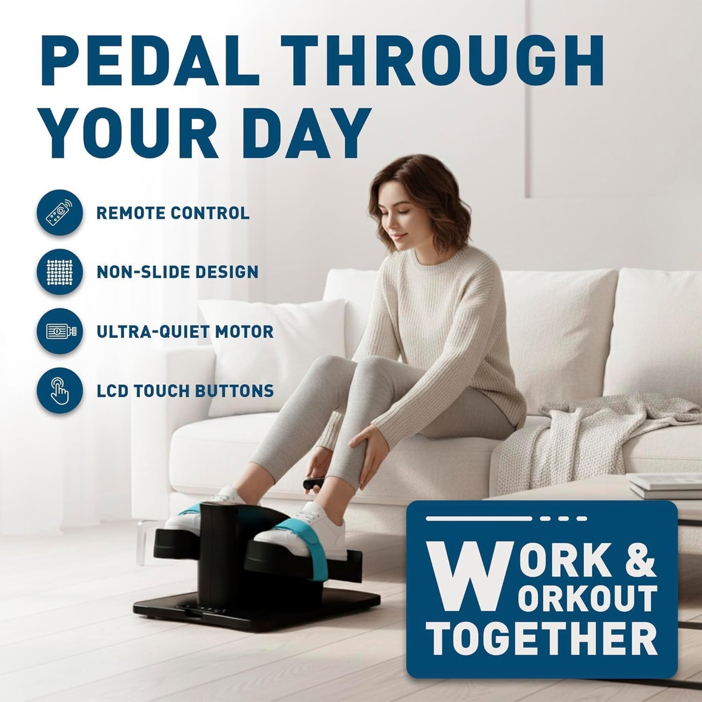 Under Desk Elliptical Machine - Electric Pedal Exerciser for Seniors | Quiet 12-Speed Leg Workout with Remote & LCD