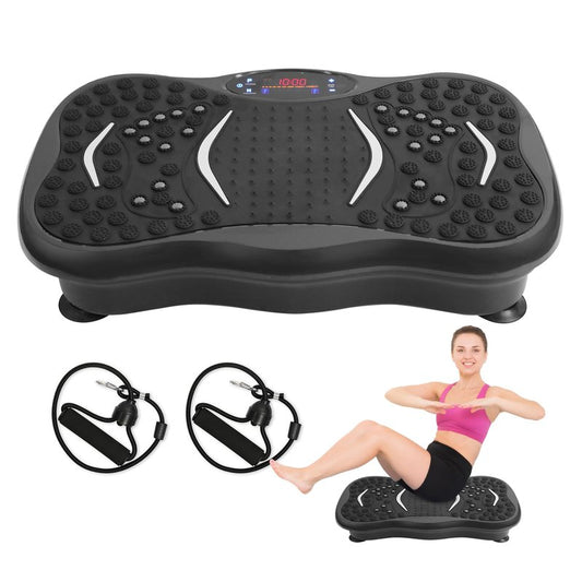 Mibest Vibration Plate Exercise Machine for Lymphatic Drainage & Weight Loss – Vibration Platform with Remote Control & Resistance Bands for Full Body Workout Fat Burn for Women & Men